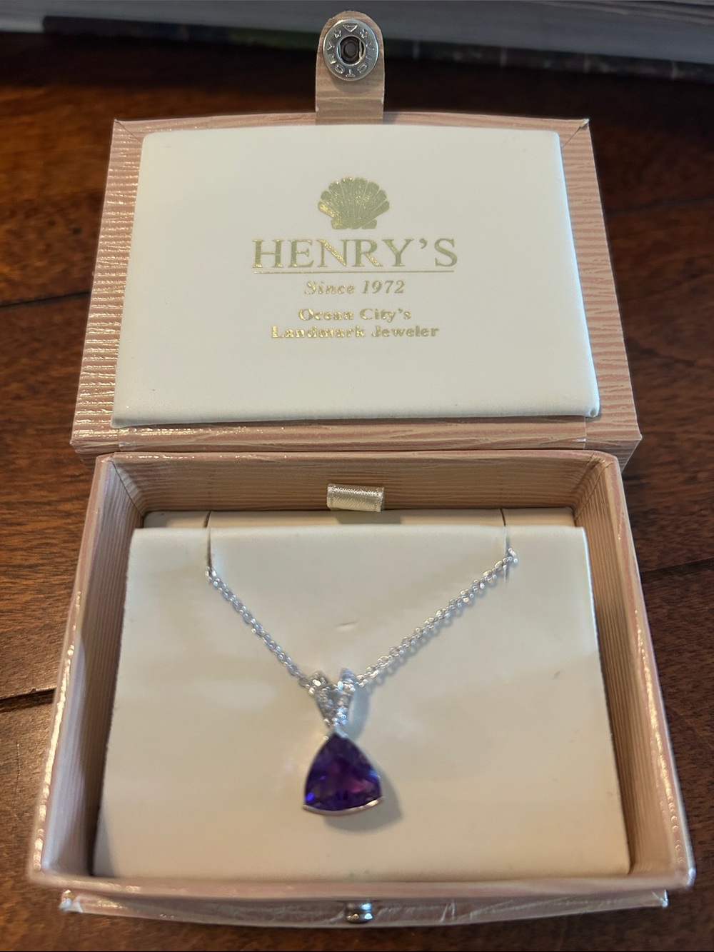 14kt White Gold Amethyst Necklace with diamond accents - Picture 7 of 9